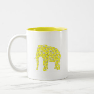 Caneca De Café Em Dois Tons copo retro do elefante