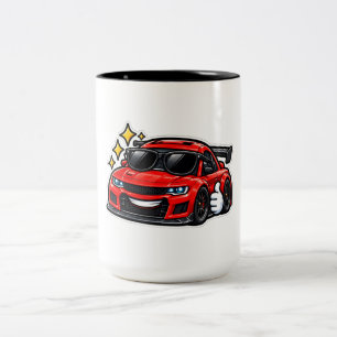 Caneca De Café Em Dois Tons Copo Vermelho Engraçado com Carro de Óculos de Sol