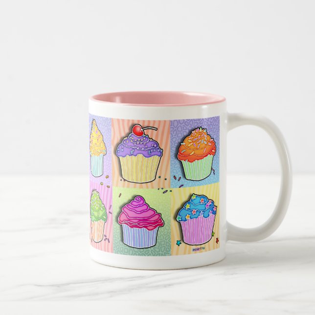 Caneca De Café Em Dois Tons Copos - copo dos cupcakes do pop art (Direita)