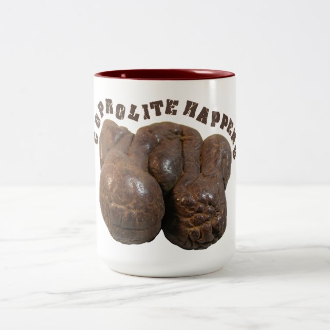 Caneca De Café Em Dois Tons Coprolite Acontece Dinossauro (Centro)