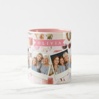 Caneca De Café Em Dois Tons Coquete Personalizado Rosa Vintage Feminino