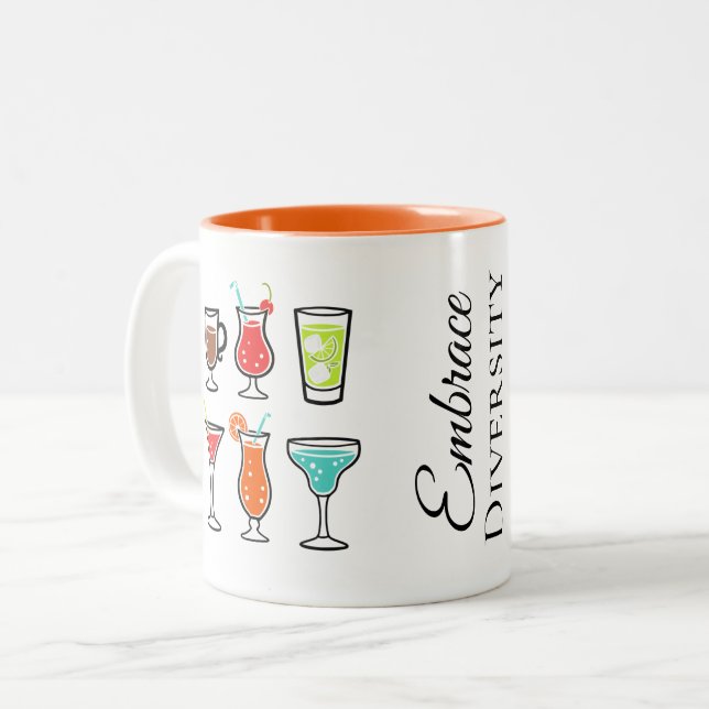 Caneca De Café Em Dois Tons Coquetéis Abraçam a Diversidade Despedida de Solte (Frente Esquerda)