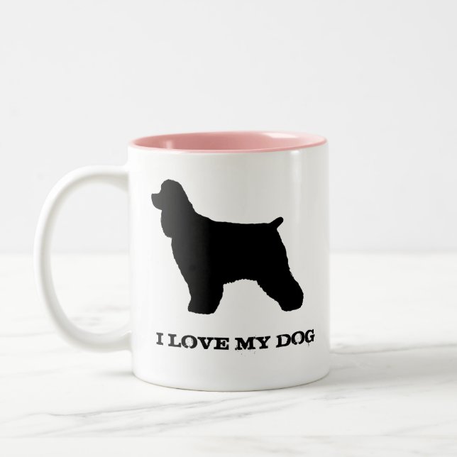 Caneca De Café Em Dois Tons Coquetel Spaniel Breu Silhuettes Personalizado (Esquerda)