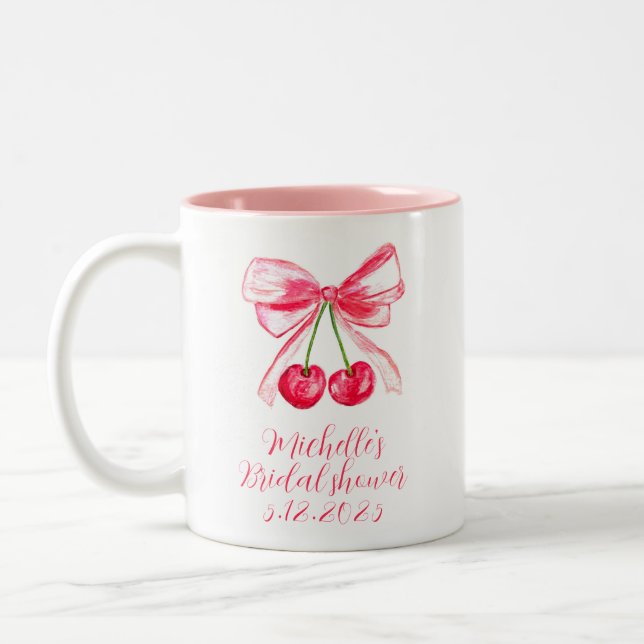 Caneca De Café Em Dois Tons Coquetele Aesthetic Laço Rosa Elegante Chuveiro de (Esquerda)