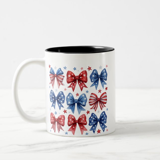 Caneca De Café Em Dois Tons Coquette American Flag Coquette Arco 4 De Julho (Esquerda)