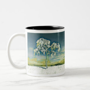 Caneca De Café Em Dois Tons Cor da água moderna das árvores neves coloridas