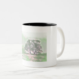 Caneca De Café Em Dois Tons Cor da água moderna das árvores neves coloridas