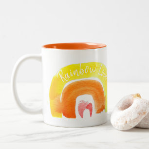 Caneca De Café Em Dois Tons Cor d'água do arco-íris laranja