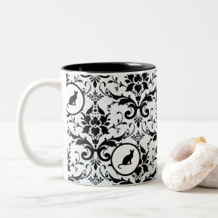 Caneca De Café Em Dois Tons Cor damasco de Gato Elegante Moderno