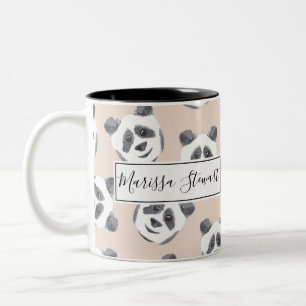Caneca De Café Em Dois Tons Cor-de-água do Urso-Panda Preto-Branco Esmagado