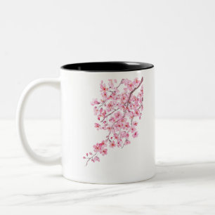 Caneca De Café Em Dois Tons cor de água rosa flor de cereja 2020
