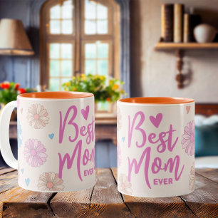 Caneca De Café Em Dois Tons Cor-de-rosa azul Melhor Mãe De Dia de as mães Mug