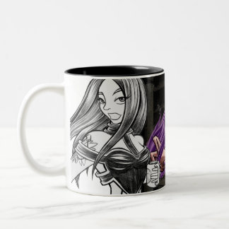 Caneca De Café Em Dois Tons Cor & esboço da pá