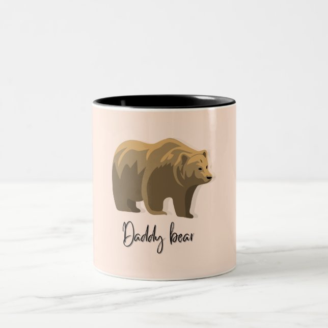 Caneca De Café Em Dois Tons cor pastel do urso pai (Centro)
