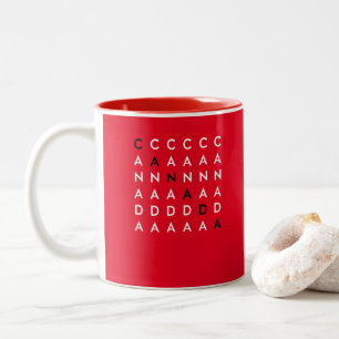 Caneca De Café Em Dois Tons Cor Vermelha Quebra-cabeça de Palavra Cruzada do C