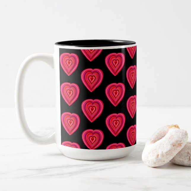 Caneca De Café Em Dois Tons Coração (Com Donut)