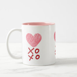 Caneca De Café Em Dois Tons Coração, Abraços e beijos XOXO Mugs