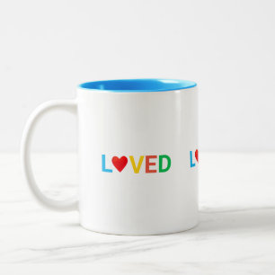 Caneca De Café Em Dois Tons Coração Amado Personalizado Multicolorido Moderno