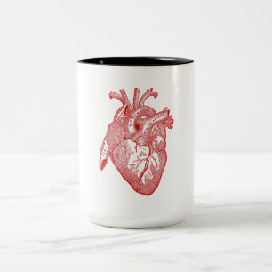 Caneca De Café Em Dois Tons Coração Anatômico Vermelho