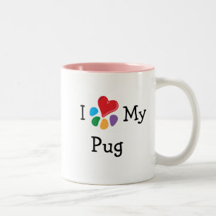 Caneca De Café Em Dois Tons Coração animal de Lover_I meu Pug