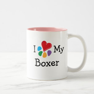 Caneca De Café Em Dois Tons Coração animal de Lover_I meu pugilista