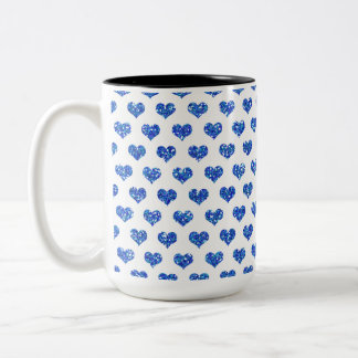 Caneca De Café Em Dois Tons Coração Azul