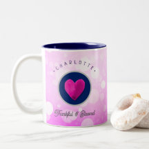 Coração Bonita e Abençoado Adicione Seu Nome Rosa