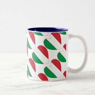 Caneca De Café Em Dois Tons Coração da Bandeira da Itália em Mosaico