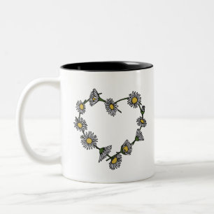 Caneca De Café Em Dois Tons Coração da corrente de margarida