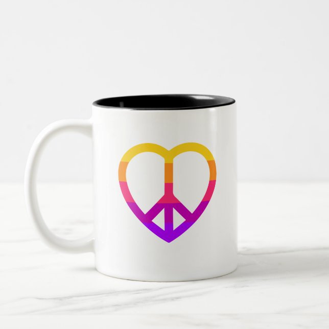 Caneca De Café Em Dois Tons Coração da Paz (Esquerda)