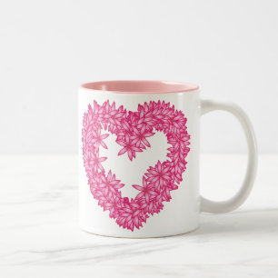 Caneca De Café Em Dois Tons Coração das flores - pétala rosa