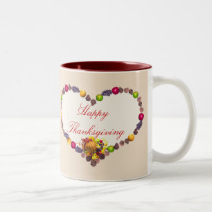 Caneca De Café Em Dois Tons Coração de Ação de Graças