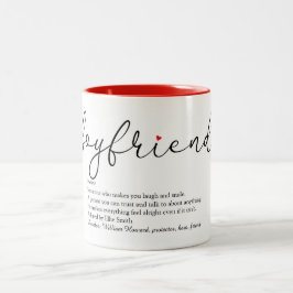 Caneca De Café Em Dois Tons Coração de Amor com Namorado de Definição de Scrip