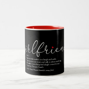 Caneca De Café Em Dois Tons Coração de Amor Elegante de Script de Definição de
