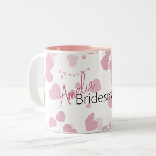 Caneca De Café Em Dois Tons Coração de Amor Personalizado para Damas de Honra