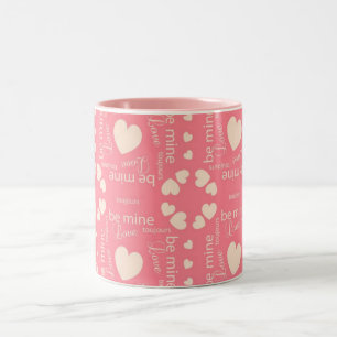 Caneca De Café Em Dois Tons Coração de Amor Rosa Seja Meu