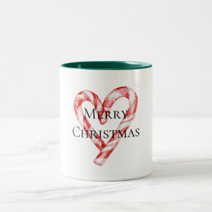Caneca De Café Em Dois Tons Coração de Cane de Doces de Natal