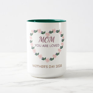 Caneca De Café Em Dois Tons Coração de Peônia Alegria Matinal para Mamãe