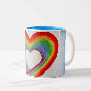 Caneca De Café Em Dois Tons Coração do arco-íris