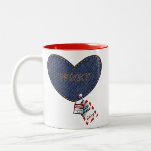 Caneca De Café Em Dois Tons Coração do Bloqueio Elétrico Romântico Hubby Wifey