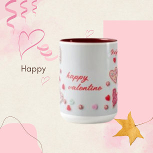 Caneca De Café Em Dois Tons Coração e Formas de Variedades Modernas