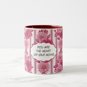 Caneca De Café Em Dois Tons Coração Floral do Nosso Lar