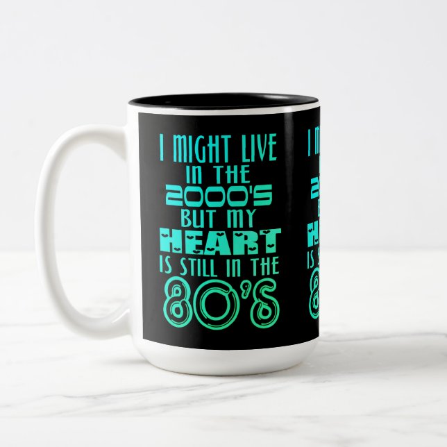 Caneca De Café Em Dois Tons Coração Na anos 80 (Esquerda)