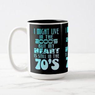 Caneca De Café Em Dois Tons Coração Nos Anos 70