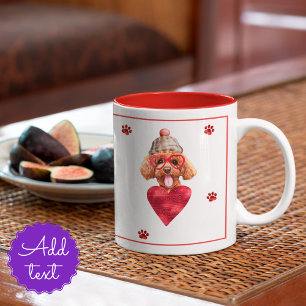 Caneca De Café Em Dois Tons Coração Patas Poodle Presente Dia dos Namorados Ca