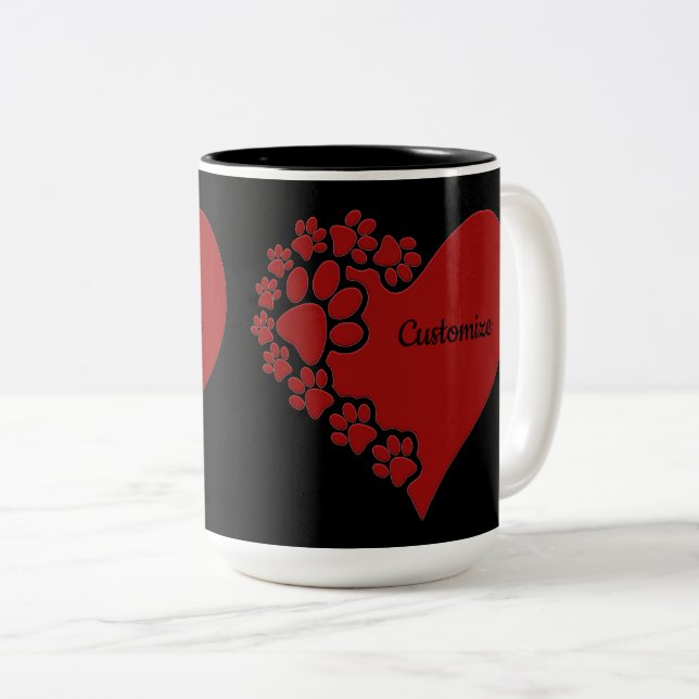 Caneca De Café Em Dois Tons Coração Personalizado Pet Love (Frente Esquerda)