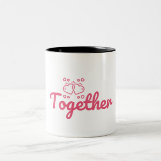 Caneca De Café Em Dois Tons Coração Simples Juntos Para Sempre Casal