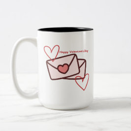 Caneca De Café Em Dois Tons Coração Vermelho Feliz Dia dos Namorados