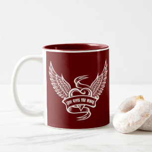 Caneca De Café Em Dois Tons Coração Vintage com Asas