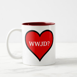 Caneca De Café Em Dois Tons Coração WWJD